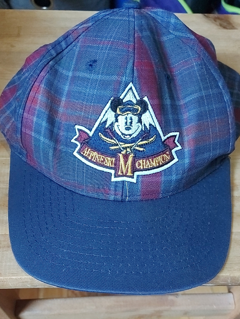 Disney | Kids 90s Plaid Baseball Hat - Mickey Alpine Ski Embroidered